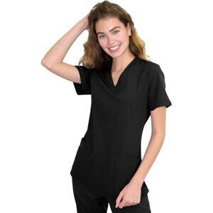 Green Town Scrubs for Women - 4 Pocket V-Neck Scrub Top, Stretch Fabric